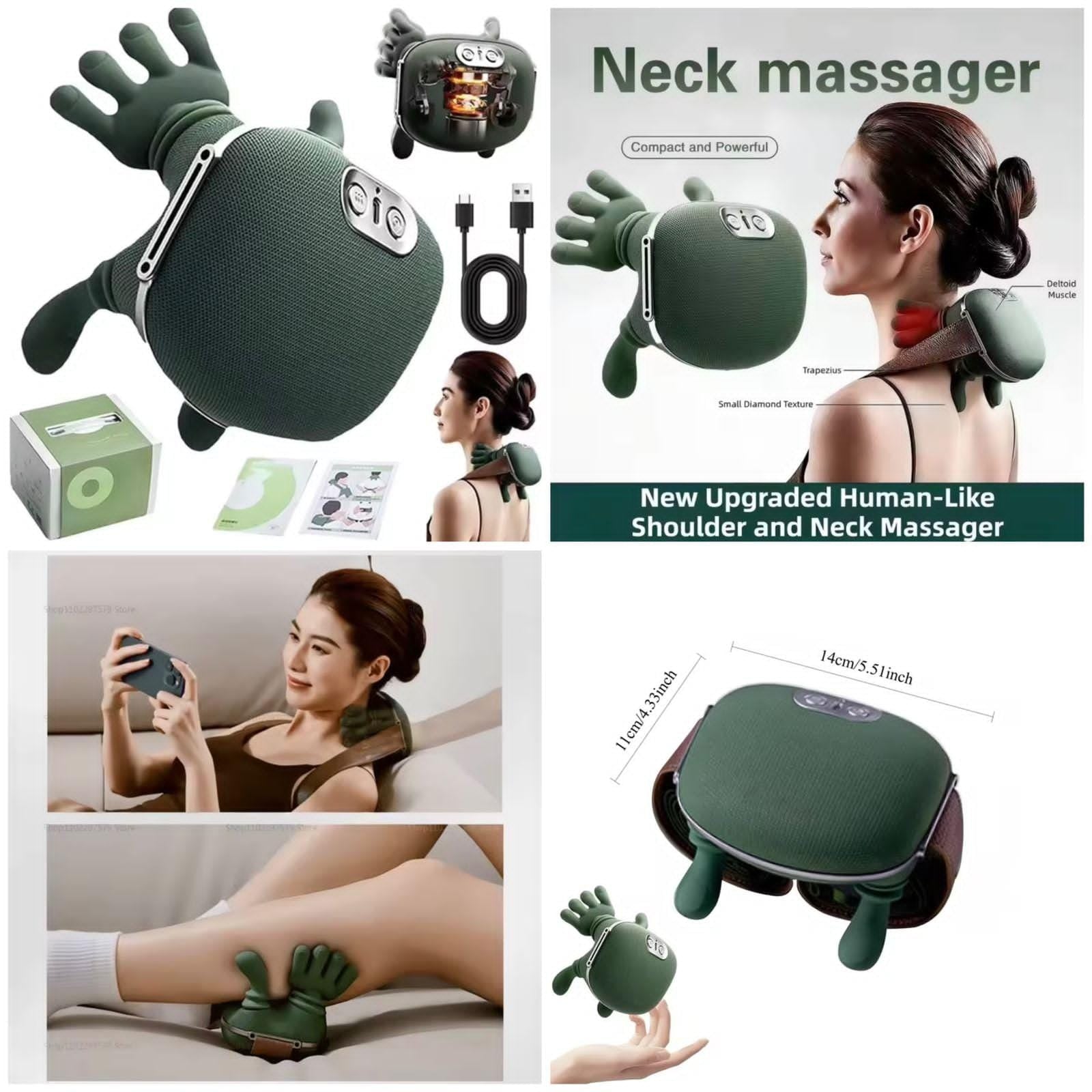 Smart Heated Neck & Shoulder Massager 4D Deep Tissue Kneading for Pain Relief & Relaxation