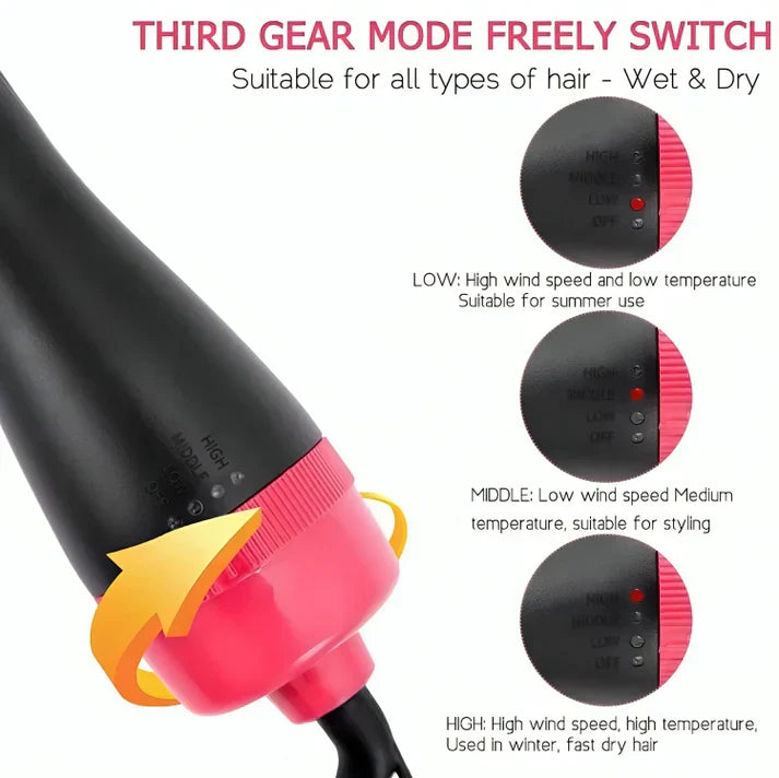 3-in-1 Hair Dryer Brush β Straightener & Curler Comb Styler