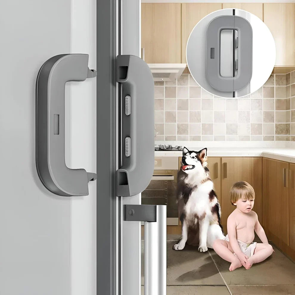 Refrigerator Door Lock for Child Safety | Easy Adhesive Freezer Lock | Double Button Design | Random Color
